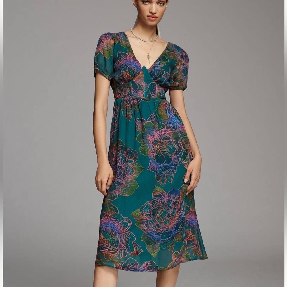 Farm Rio x Anthropologie Puff-Sleeve Corset Dress